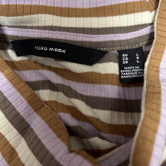 Vero Moda Sweater Top Lavender Stripe Rayon Blend Long Sleeve Mock Neck - Picture 7 of 10